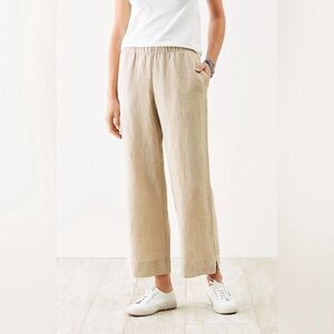 J Jill Beige Love Linen Crop Wide Leg Pants